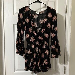 Floral Black Romper